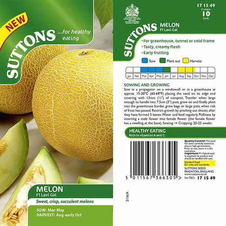 Suttons Melon F1 Lavi Gal G171549 - SEED VEG & FLOWER - Beattys of Loughrea