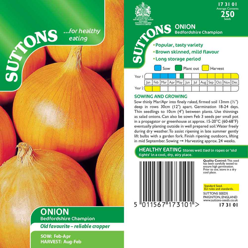 Suttons Onion Bedfordshire Champion 173101 - SEED VEG & FLOWER - Beattys of Loughrea