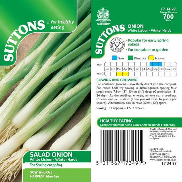 Suttons Spring Onion White Lisbon Winter Hardy 173497 - SEED VEG & FLOWER - Beattys of Loughrea