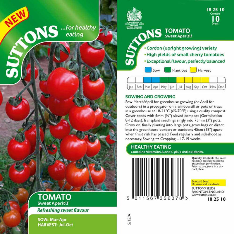 Suttons Tomato Sweet Aperitif G182510 - SEED VEG & FLOWER - Beattys of Loughrea