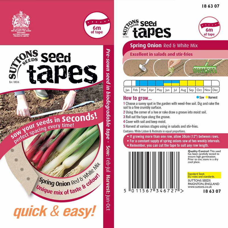 Suttons Seed Tape Spring Onions 186307 - SEED VEG & FLOWER - Beattys of Loughrea