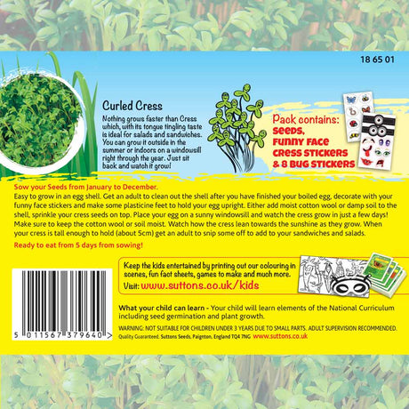 Suttons Curled Cress Heads Ftg - SEED VEG & FLOWER - Beattys of Loughrea