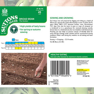 Suttons Broad Bean The Sutton Dwarf 194694 - SEED VEG & FLOWER - Beattys of Loughrea