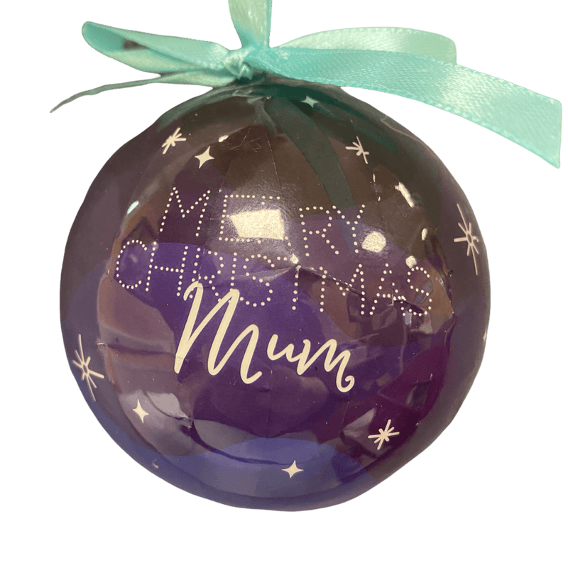 Christmas Sentiment Bauble - "Merry Christmas Mum" - XMAS BAUBLES - Beattys of Loughrea