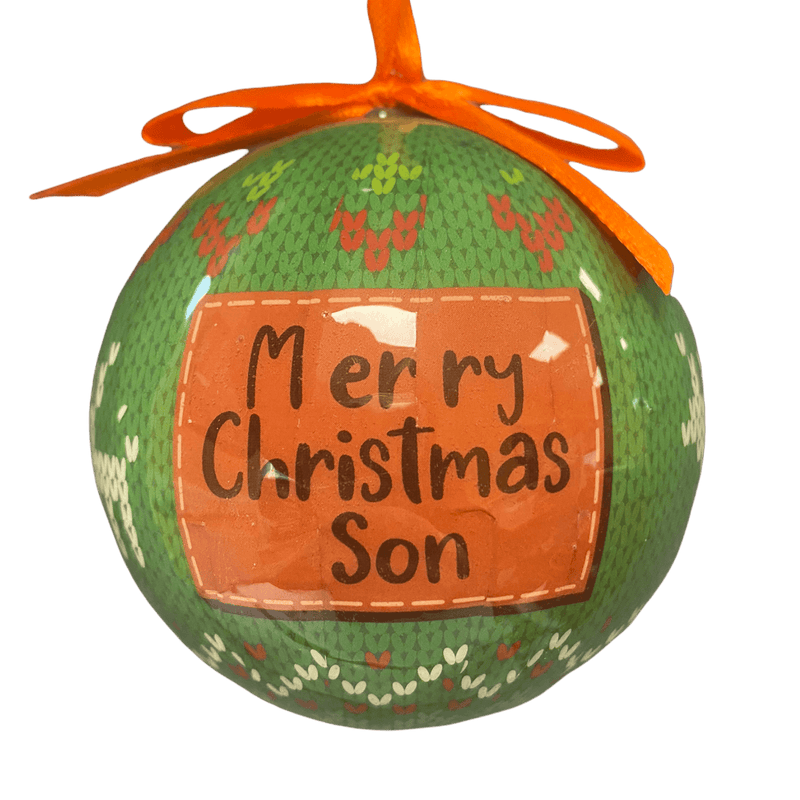 Christmas Sentiment Bauble - "Merry Christmas Son" - XMAS BAUBLES - Beattys of Loughrea